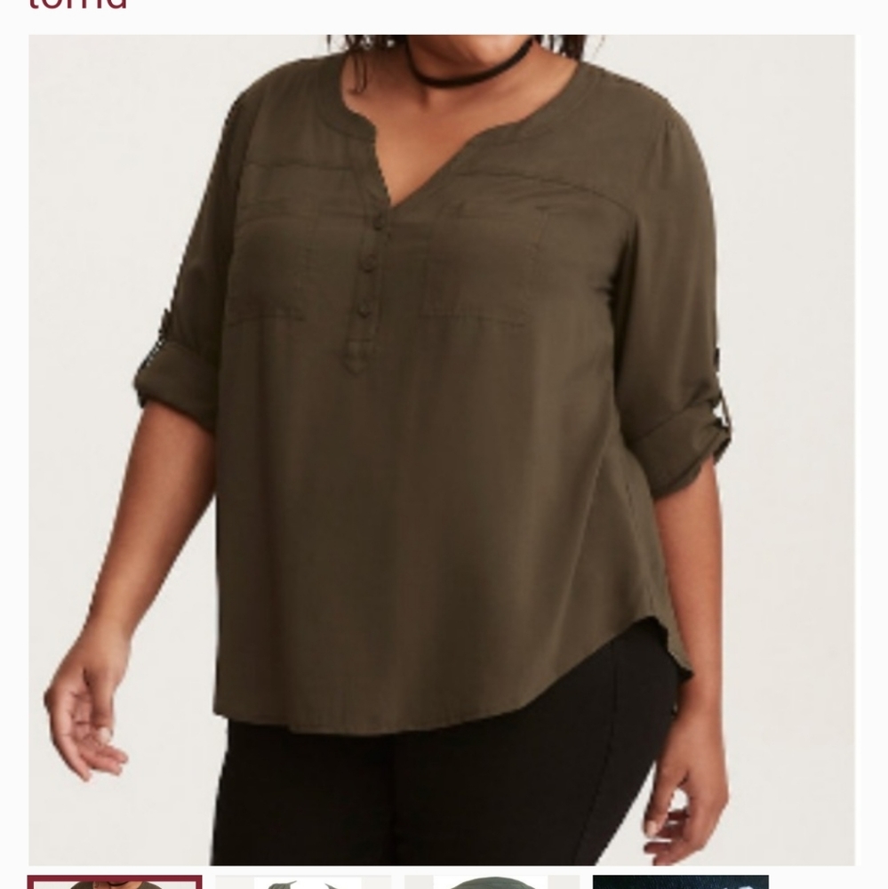 Torrid olive green pullover blouse